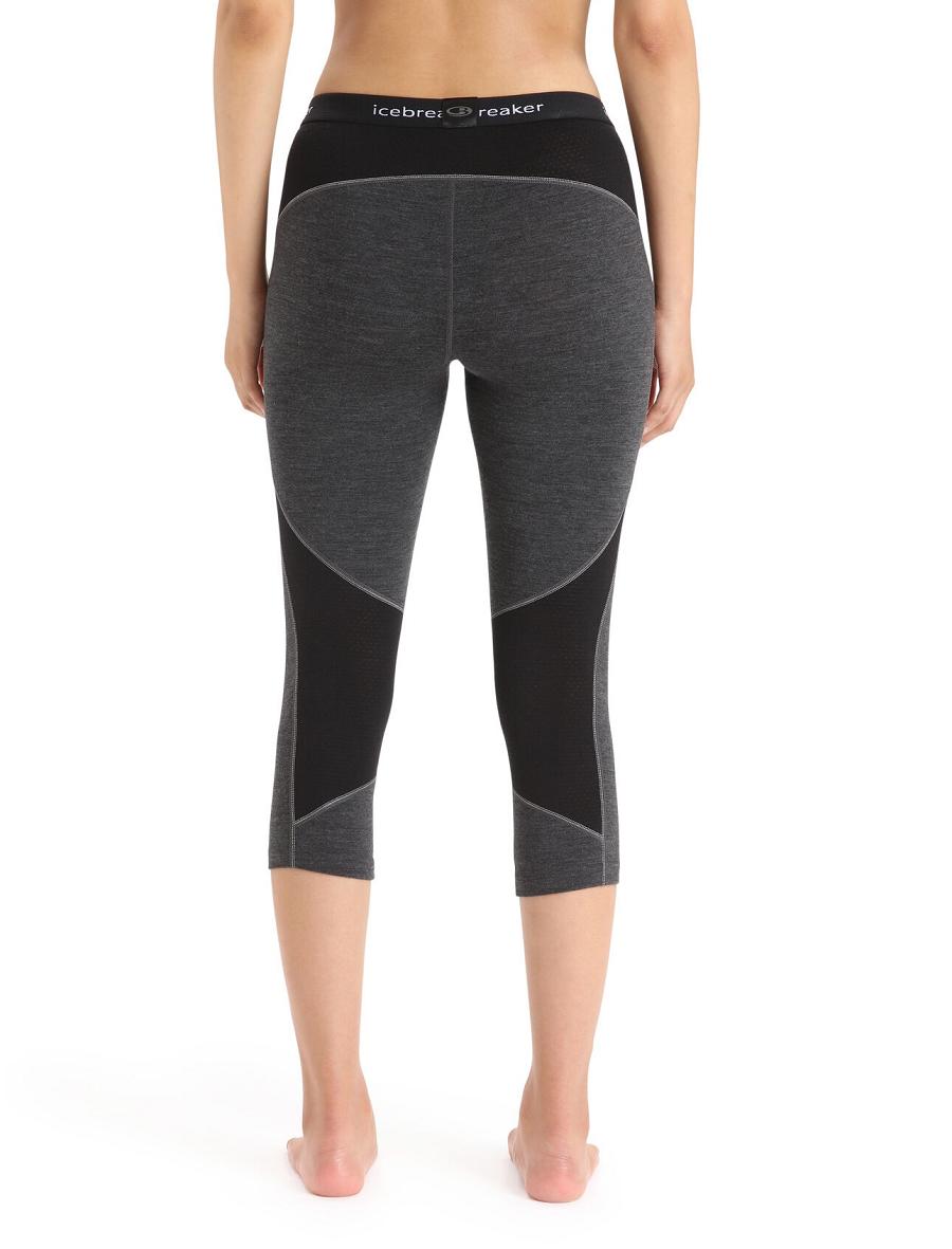 Jet Heather / Black Women's Icebreaker BodyfitZone™ Merino 260 Zone 3/4 Thermal Leggings Base Layers | USA 1868LISH